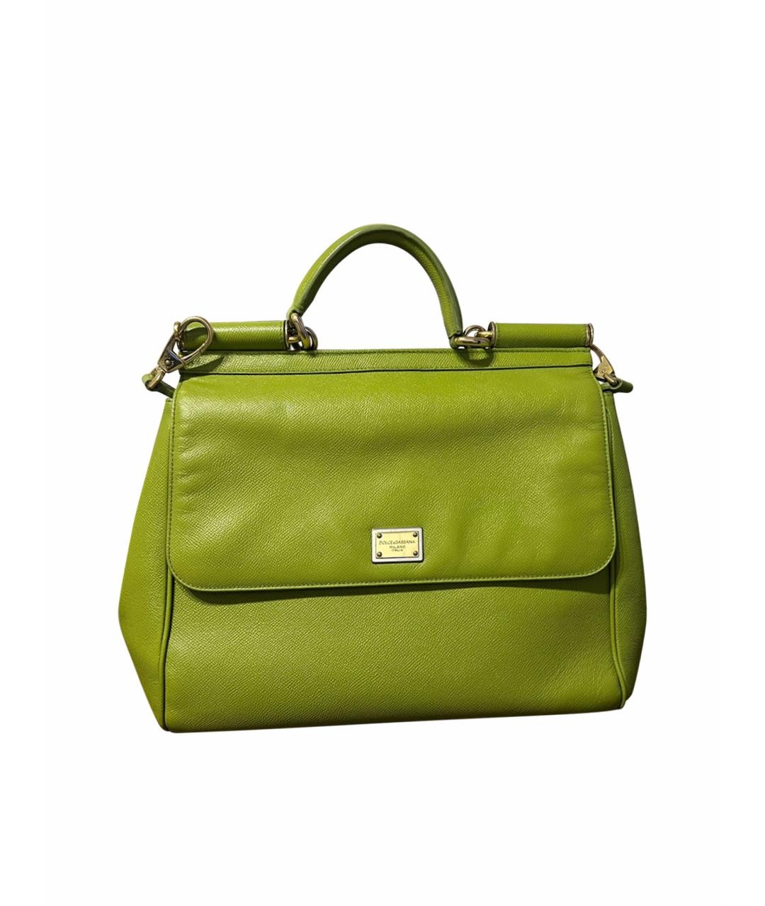 DOLCE&GABBANA Зеленая кожаная сумка с короткими ручками, фото 1
