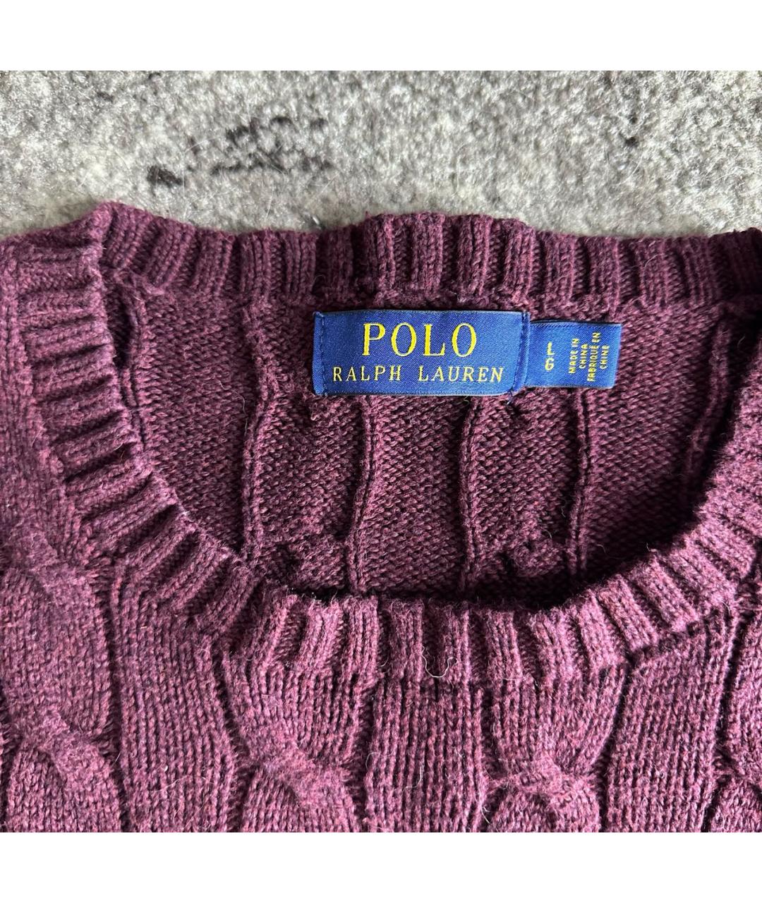 POLO RALPH LAUREN Бордовый хлопковый джемпер / свитер, фото 4
