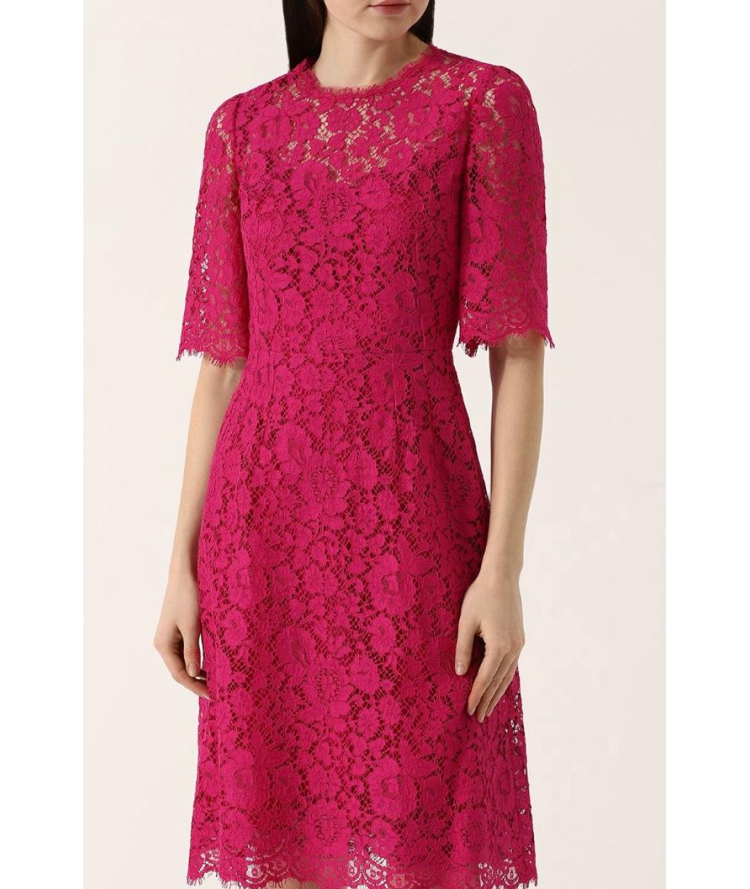 DOLCE&GABBANA Фуксия хлопковое коктейльное платье, фото 6