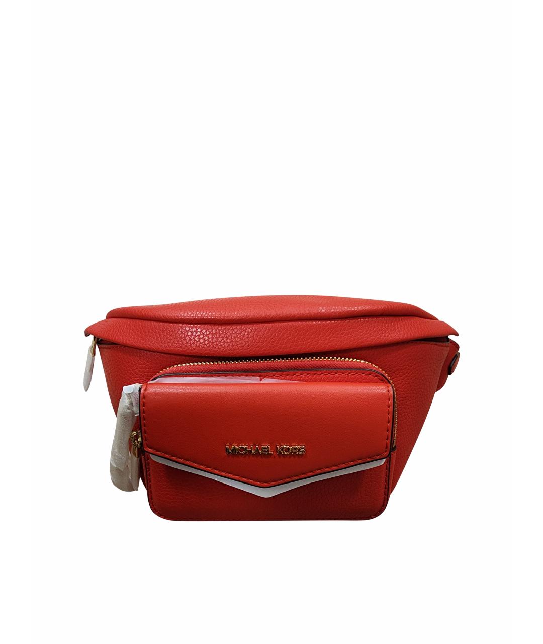 MICHAEL KORS Красная кожаная поясная сумка, фото 1