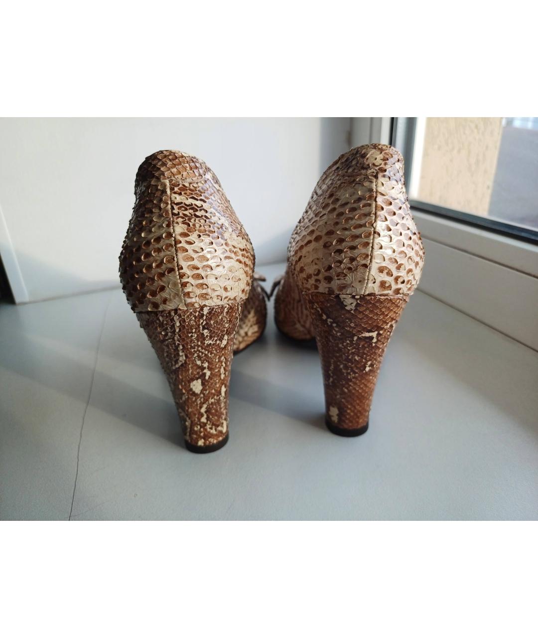 GIANNI BARBATO Бежевые туфли из экзотической кожи, фото 4