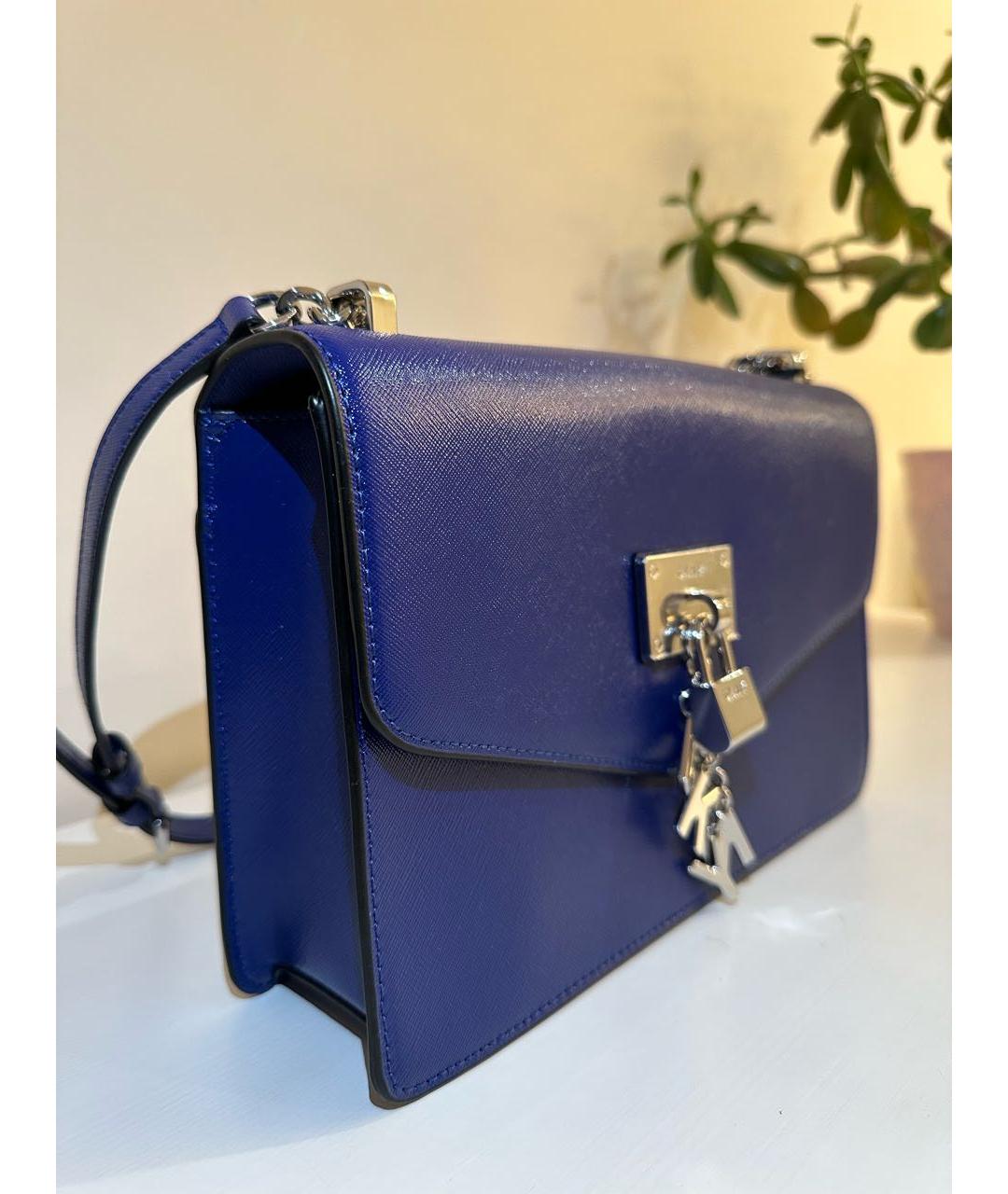 DKNY Синяя кожаная сумка через плечо, фото 8