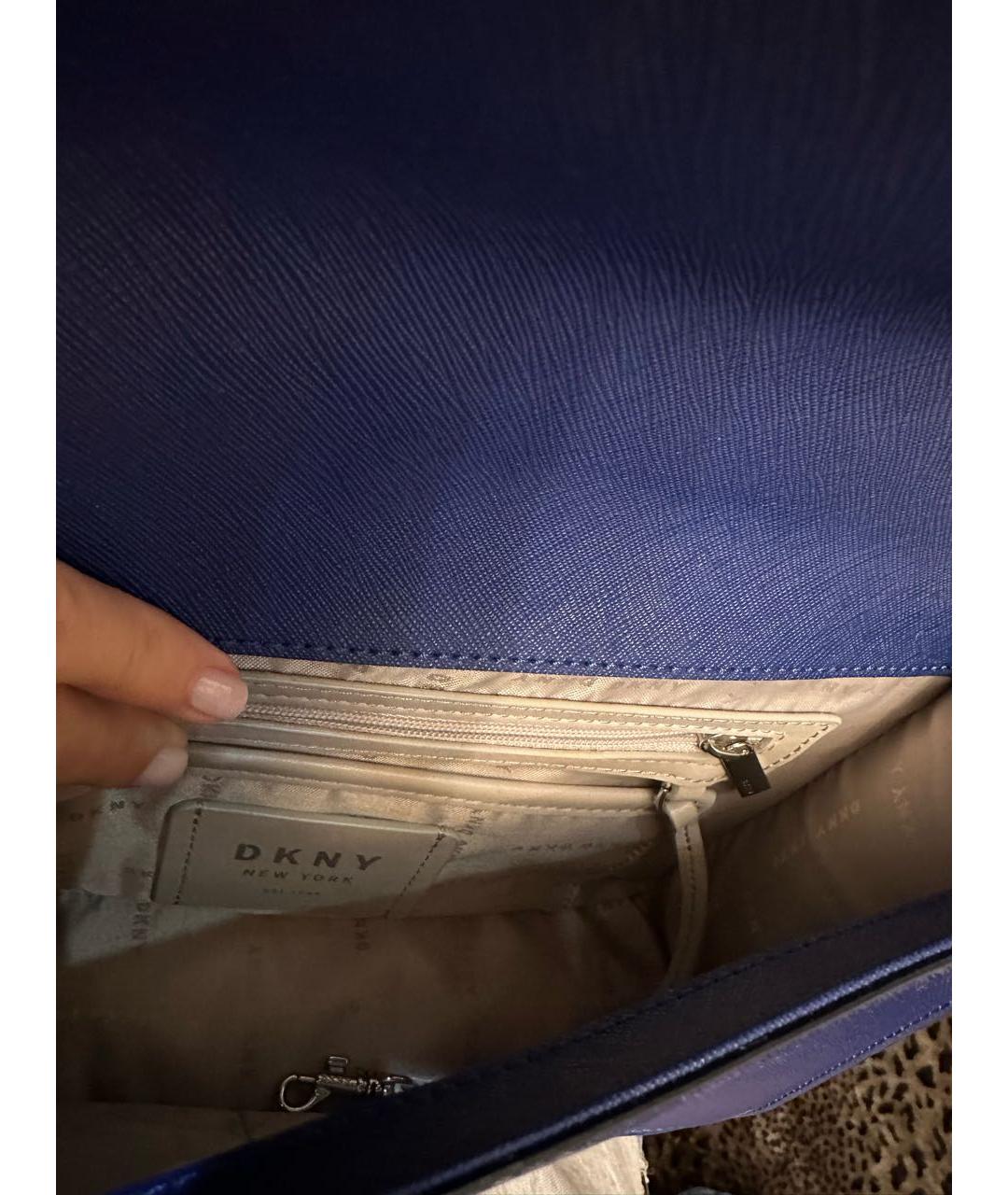 DKNY Синяя кожаная сумка через плечо, фото 6