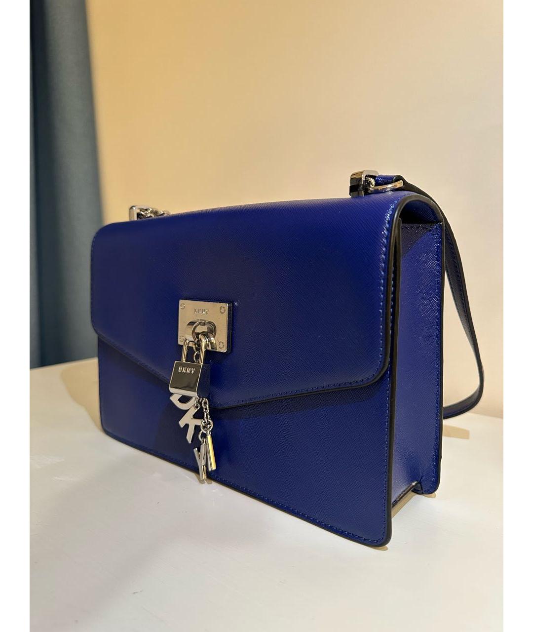 DKNY Синяя кожаная сумка через плечо, фото 4