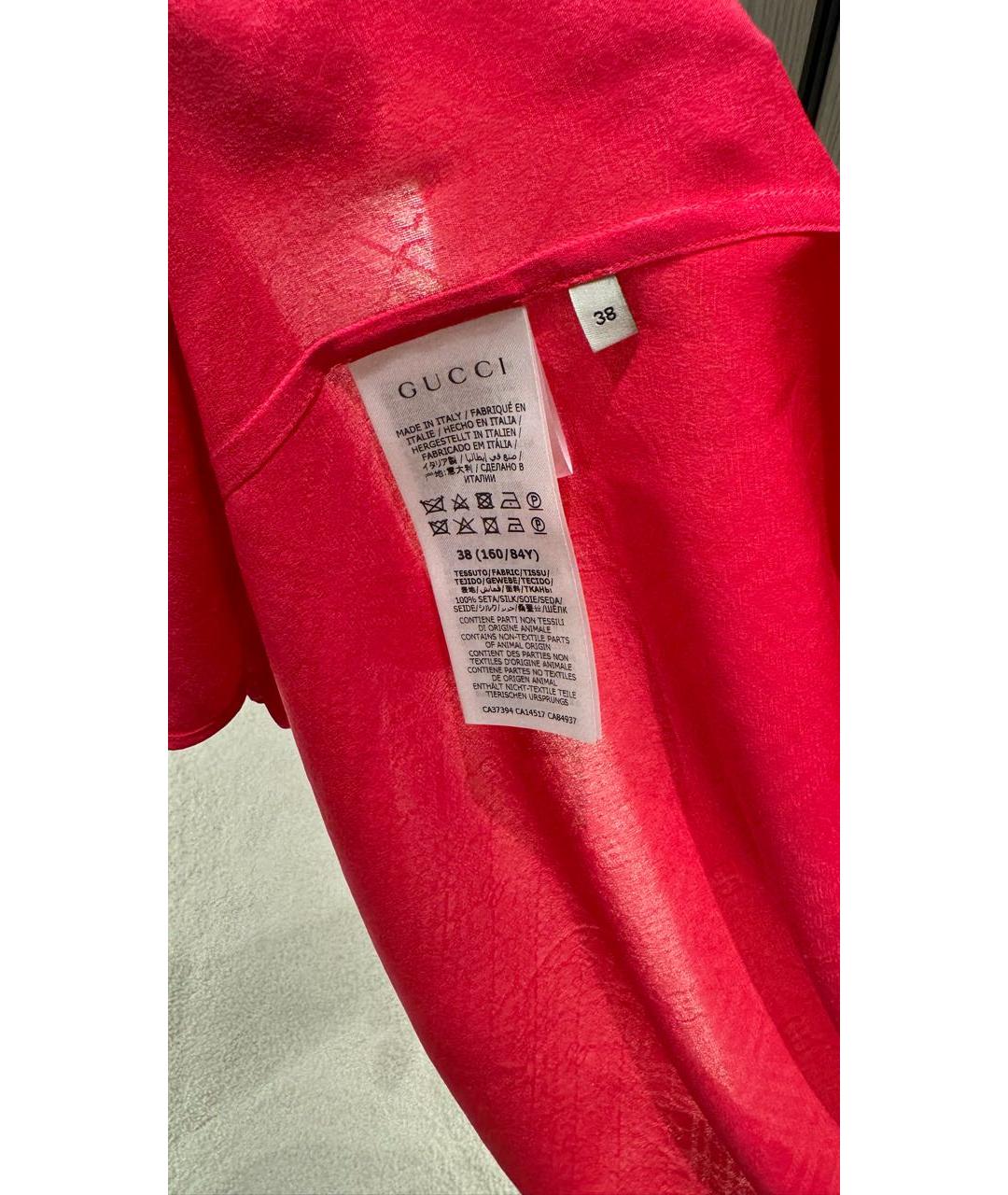 GUCCI Красная шелковая блузы, фото 4