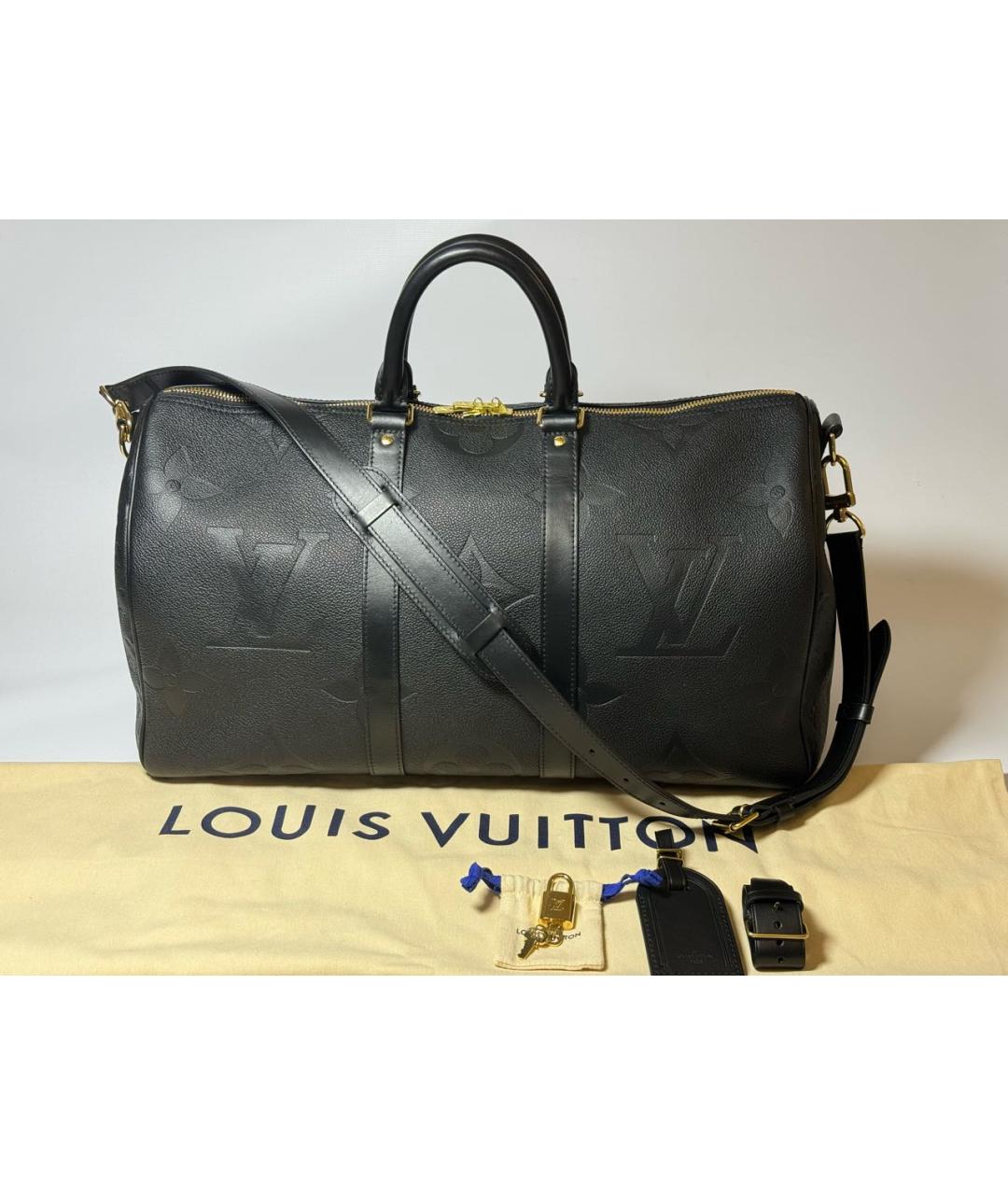 LOUIS VUITTON PRE-OWNED Черная кожаная дорожная/спортивная сумка, фото 5