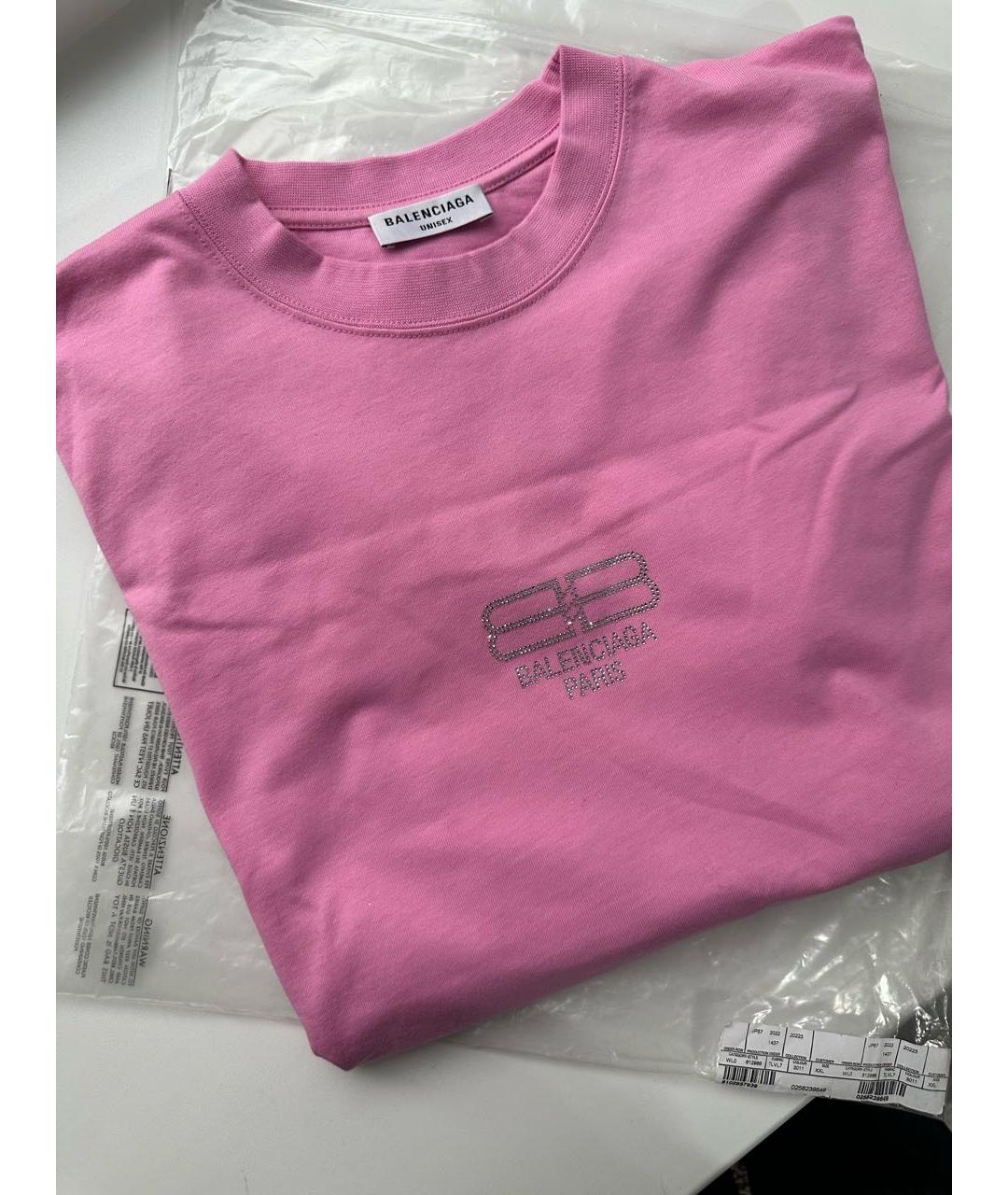 BALENCIAGA Розовая хлопковая футболка, фото 3