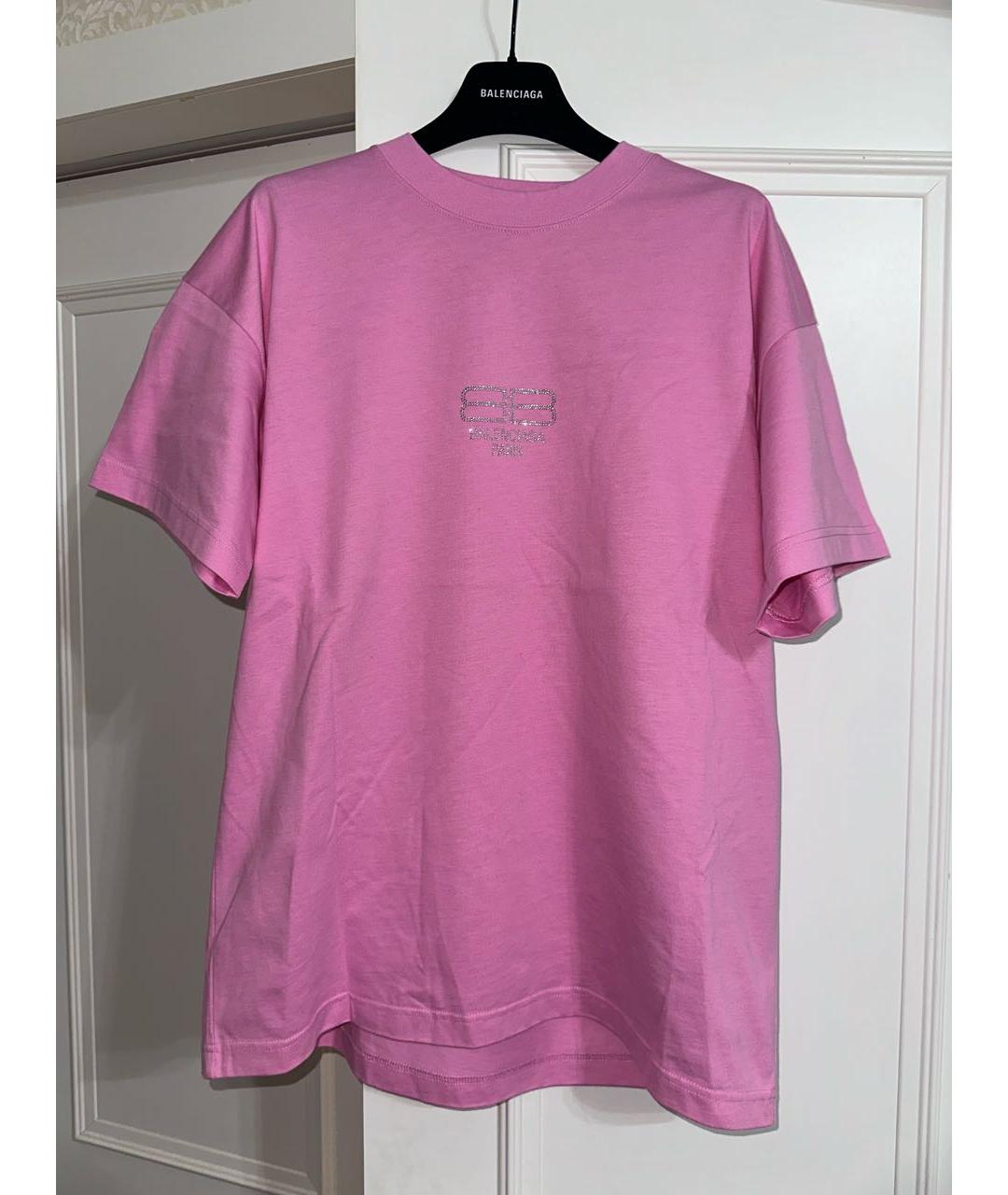BALENCIAGA Розовая хлопковая футболка, фото 6
