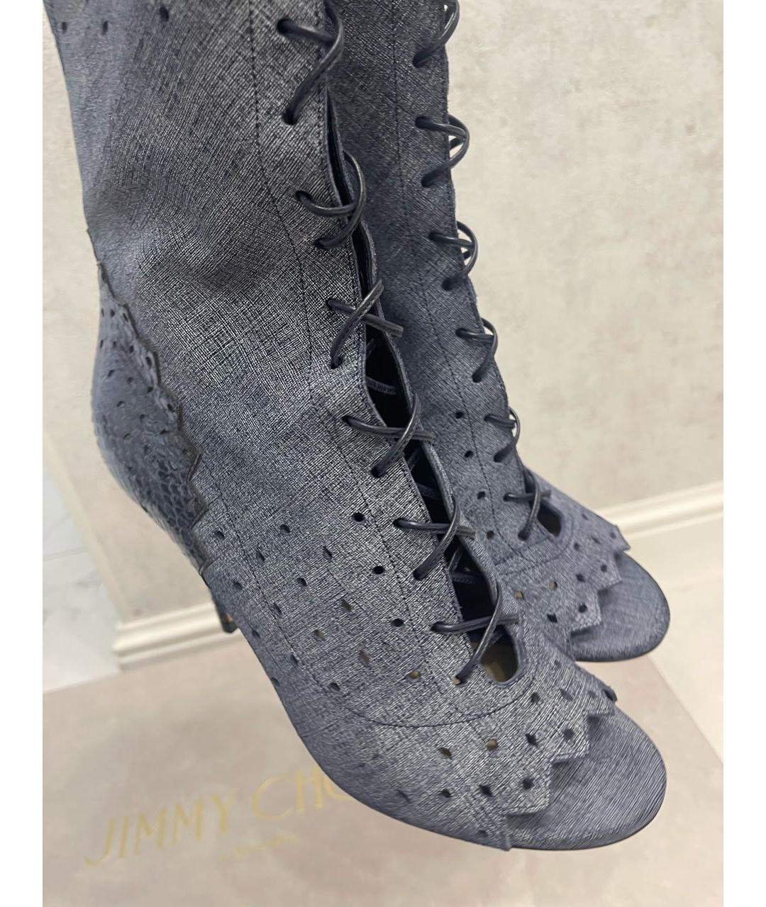 JIMMY CHOO Синие кожаные сапоги, фото 3