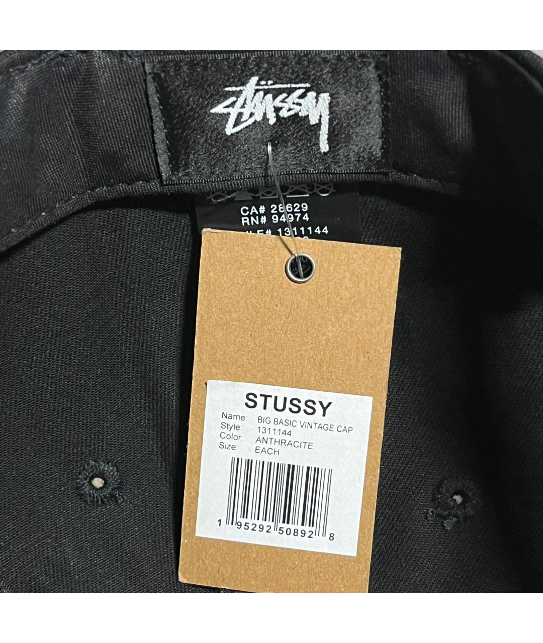 STUSSY Антрацитовая хлопковая кепка/бейсболка, фото 7