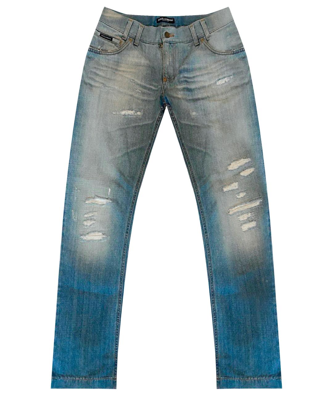 DOLCE&GABBANA Голубые хлопковые прямые джинсы, фото 1