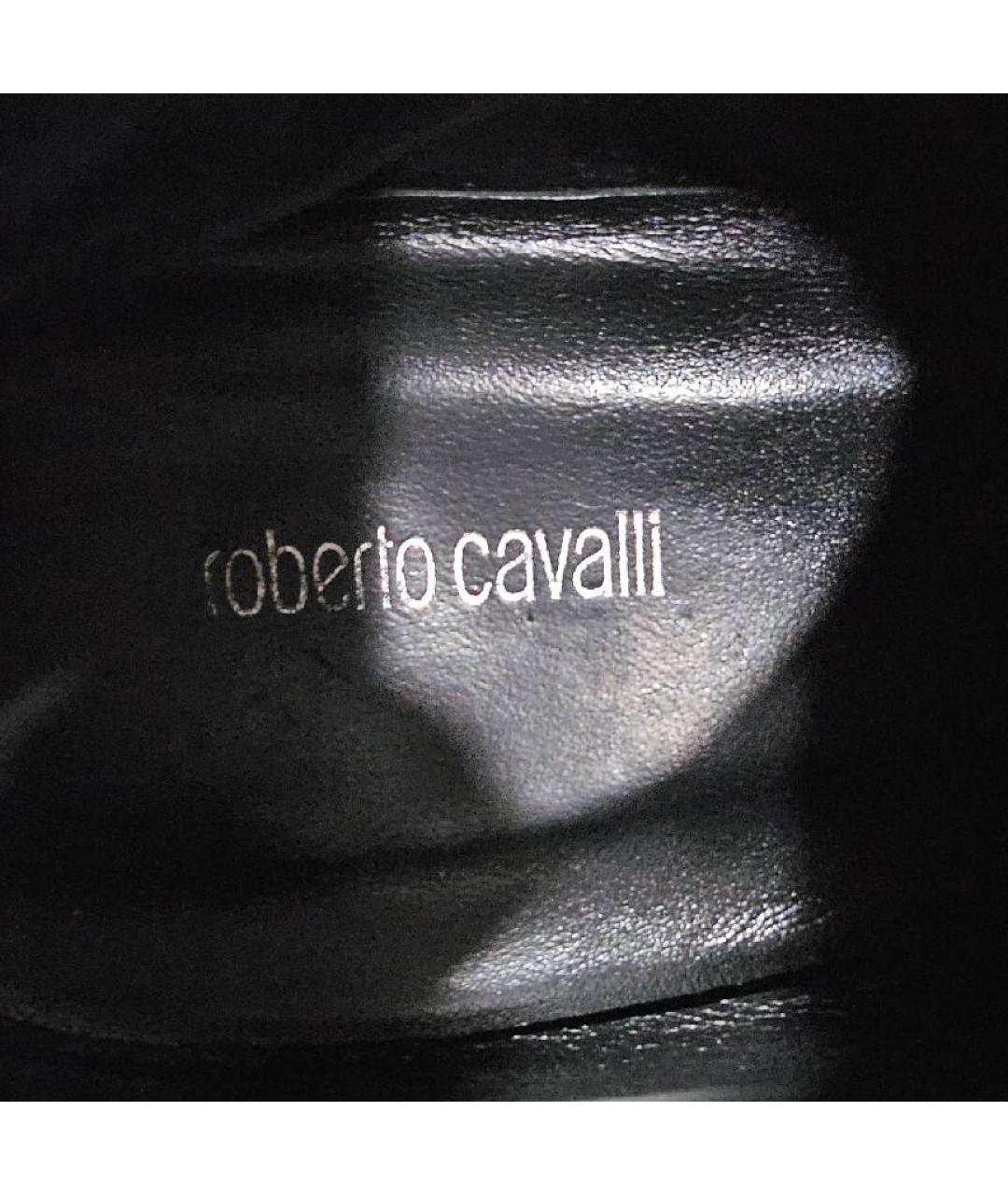 ROBERTO CAVALLI Черные кожаные ботинки, фото 8