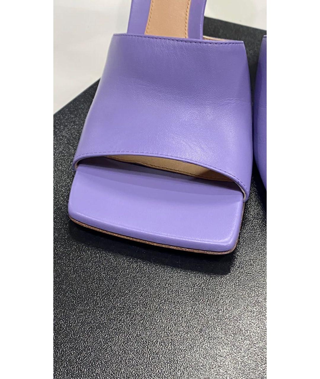 BOTTEGA VENETA Фиолетовые кожаные мюли, фото 3