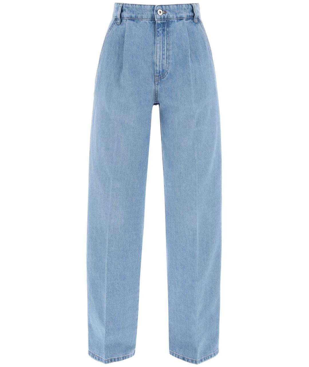 MIU MIU Голубые хлопковые прямые джинсы, фото 1