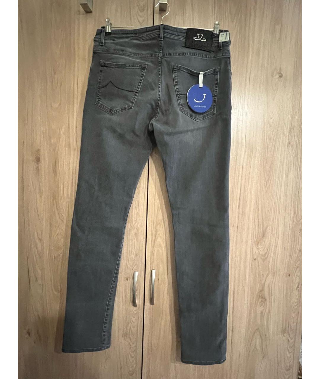 JACOB COHEN Серые хлопко-эластановые прямые джинсы, фото 2