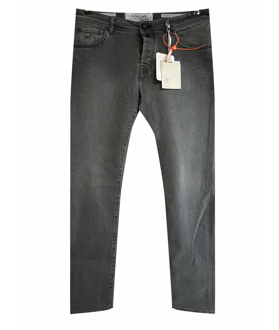 JACOB COHEN Серые хлопко-эластановые прямые джинсы, фото 1