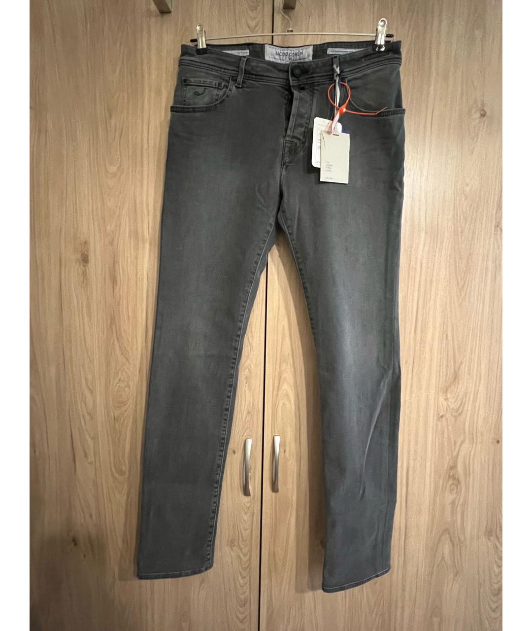 JACOB COHEN Серые хлопко-эластановые прямые джинсы, фото 8
