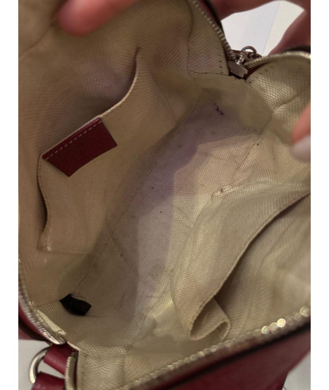 GUCCI Бордовая кожаная сумка через плечо, фото 4