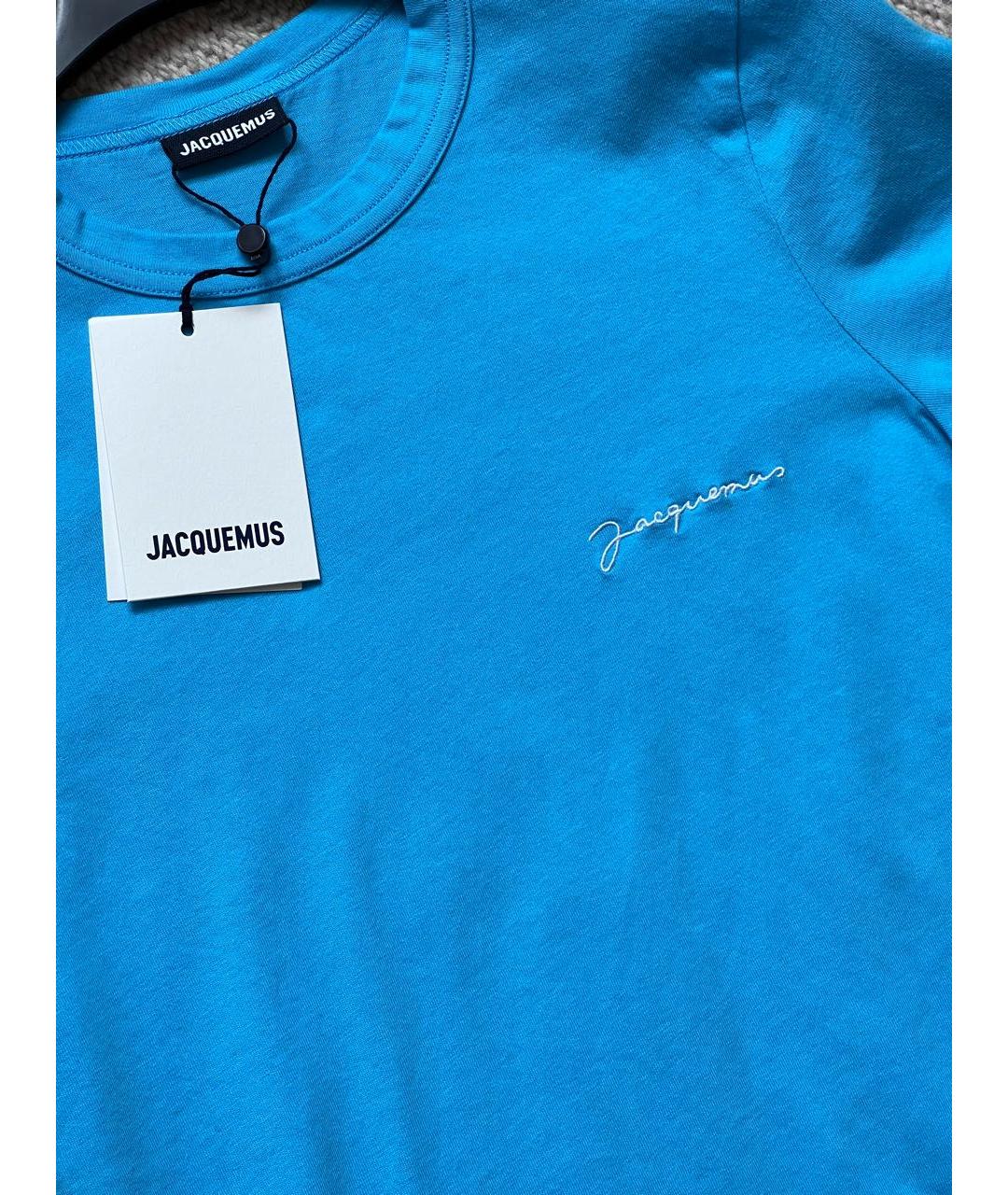 JACQUEMUS Бирюзовая хлопковая футболка, фото 2