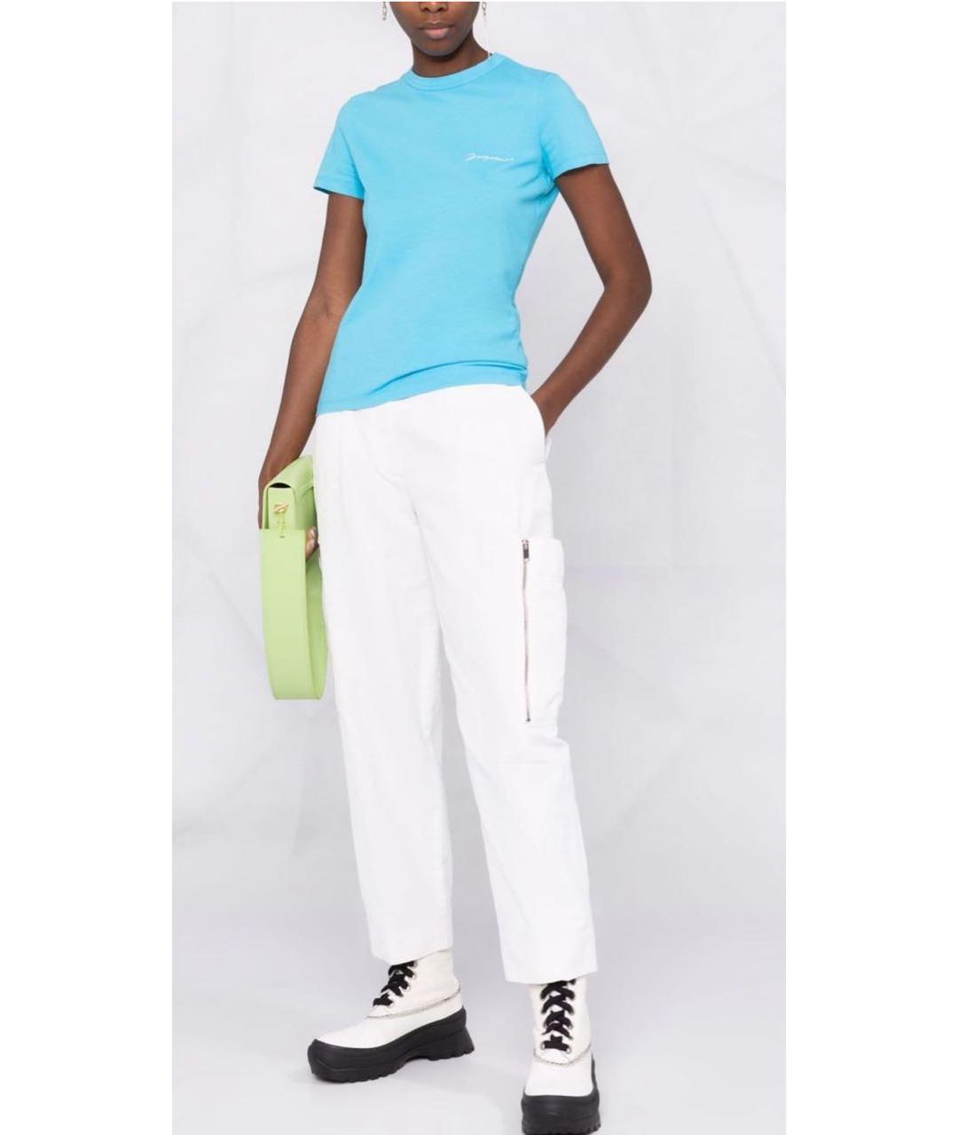 JACQUEMUS Бирюзовая хлопковая футболка, фото 7