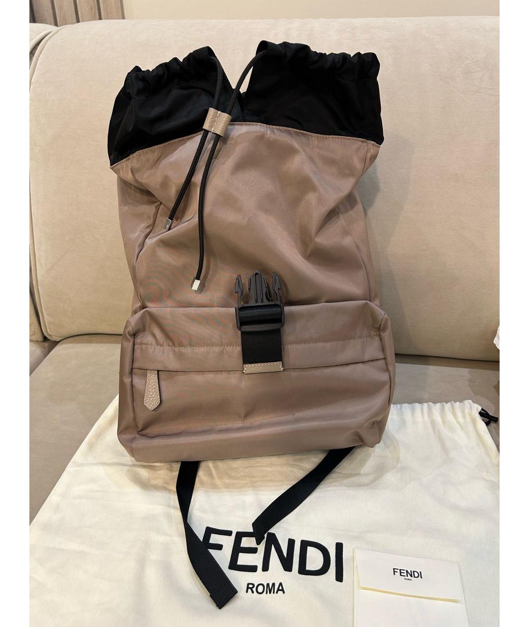 FENDI Бежевый тканевый рюкзак, фото 5