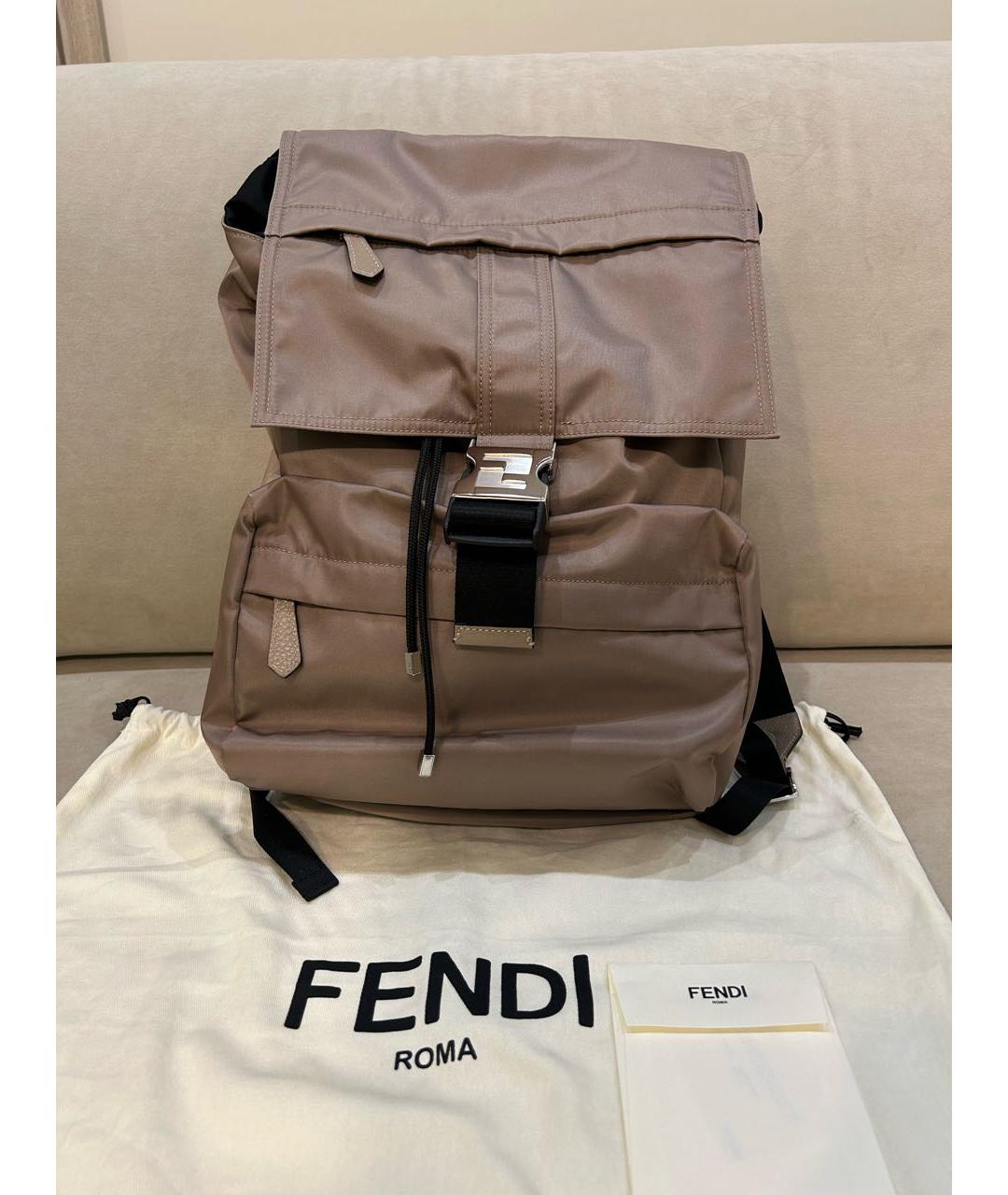 FENDI Бежевый тканевый рюкзак, фото 6
