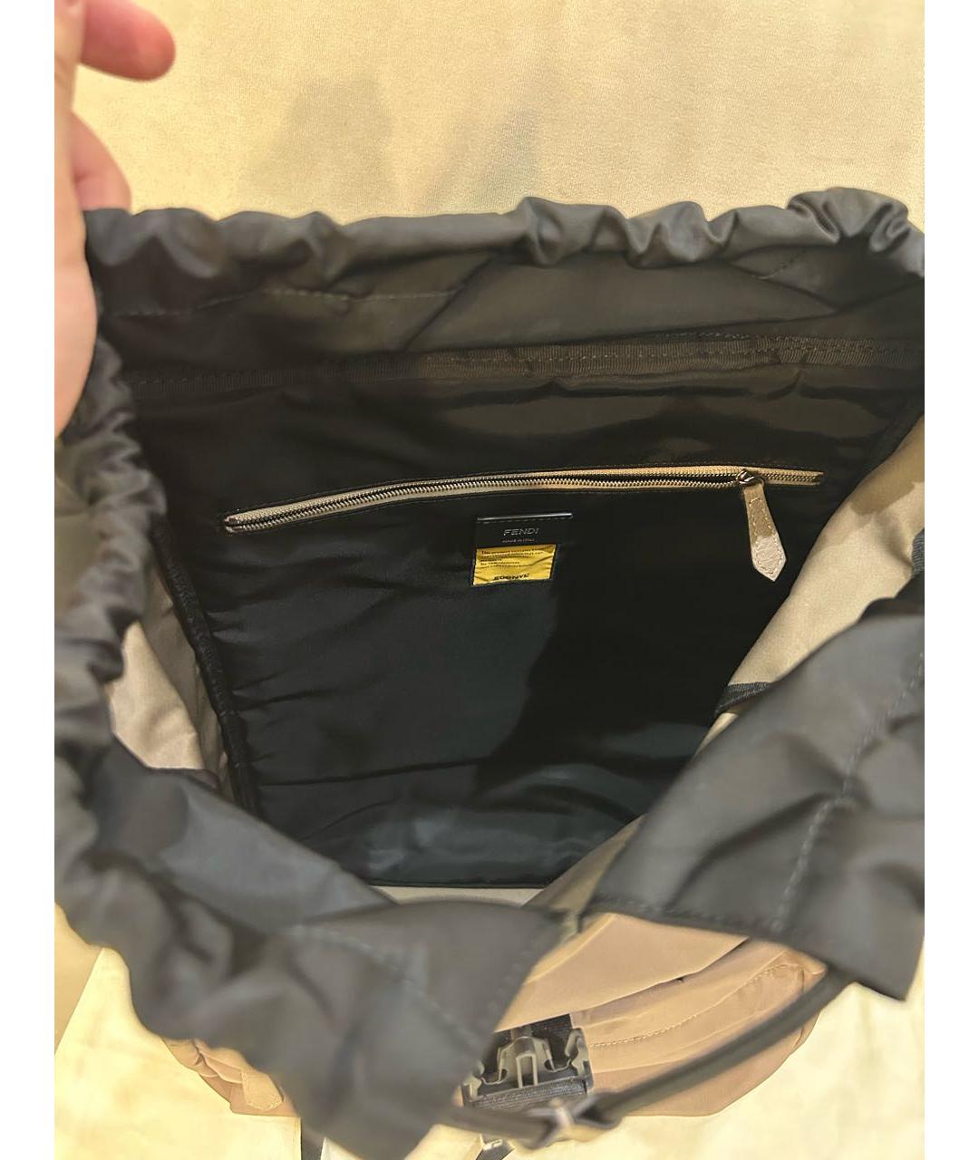 FENDI Бежевый тканевый рюкзак, фото 4