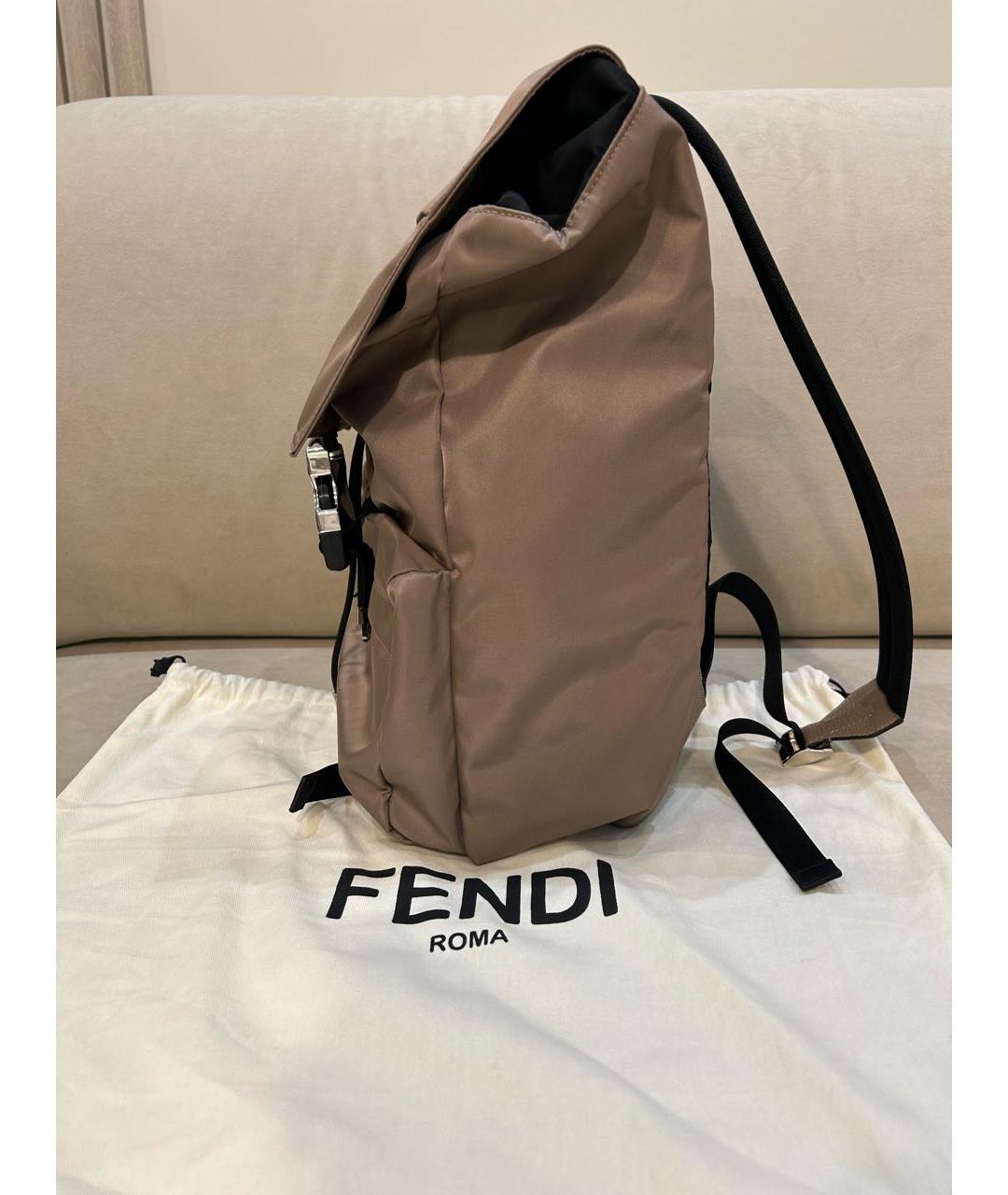 FENDI Бежевый тканевый рюкзак, фото 2