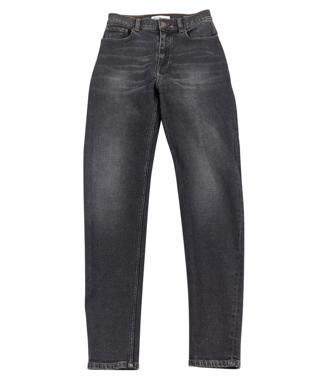 BALENCIAGA Черные хлопко-эластановые прямые джинсы, фото 1