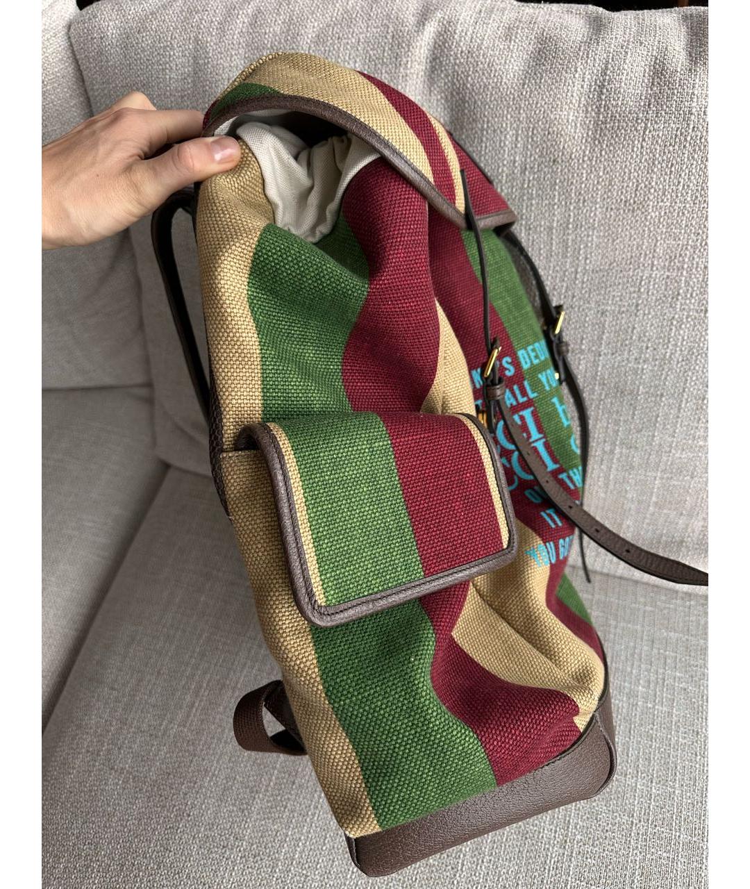 GUCCI Зеленый тканевый рюкзак, фото 6