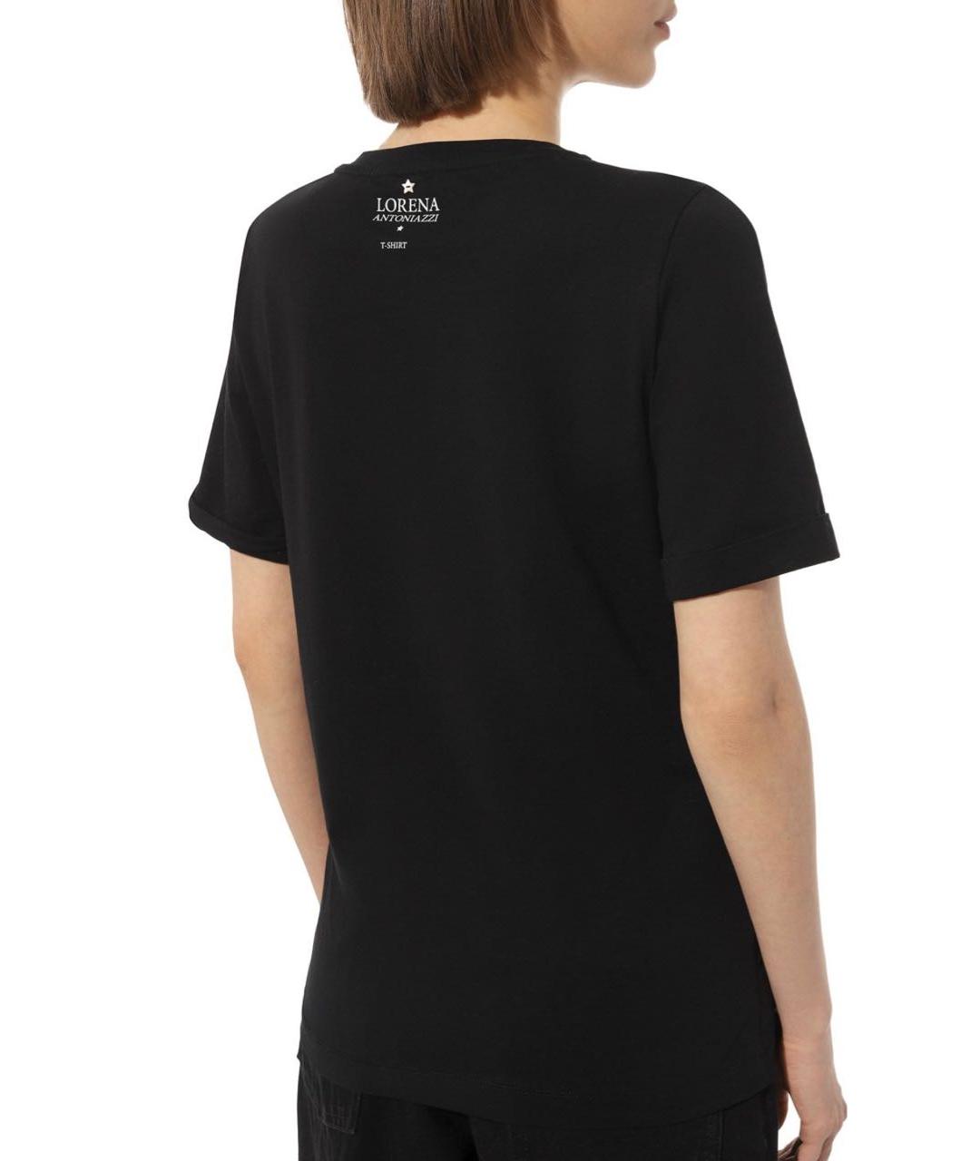 LORENA ANTONIAZZI Черная хлопко-эластановая футболка, фото 3