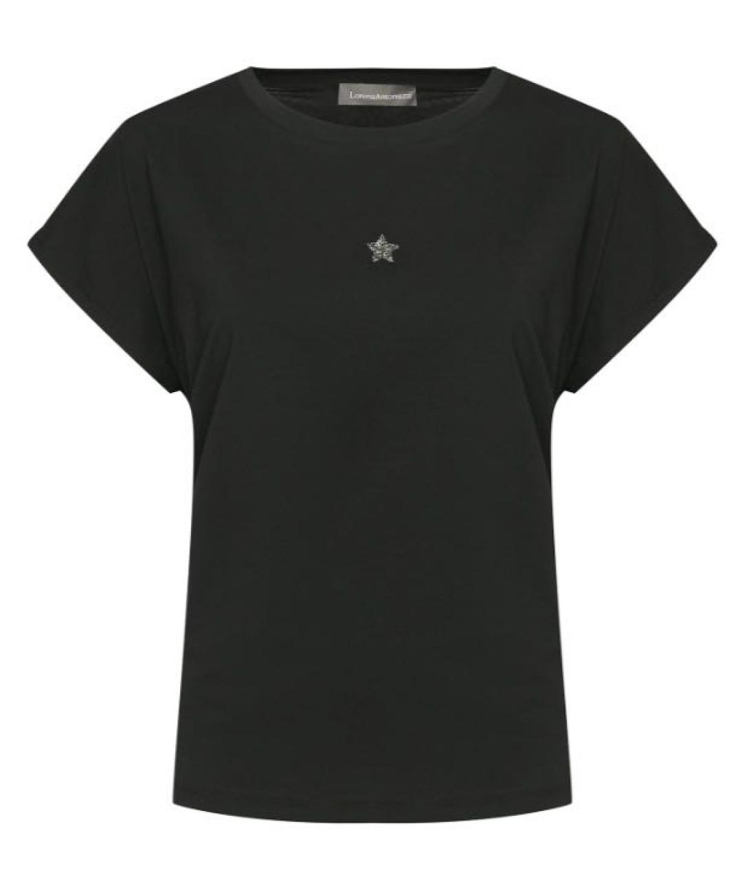 LORENA ANTONIAZZI Черная хлопко-эластановая футболка, фото 1