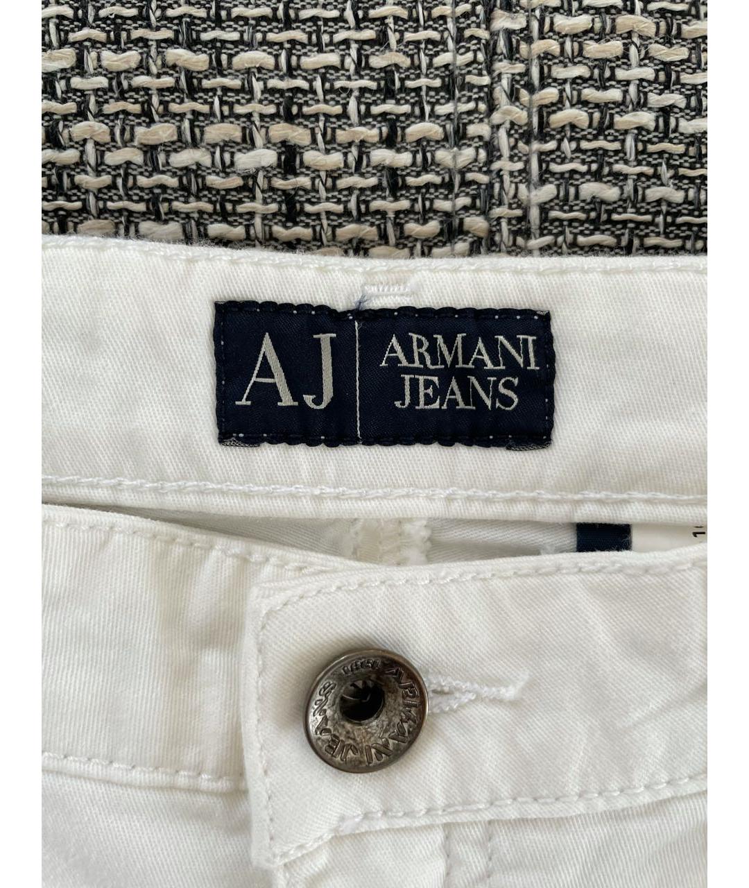 ARMANI JEANS Белые хлопко-эластановые джинсы клеш, фото 3