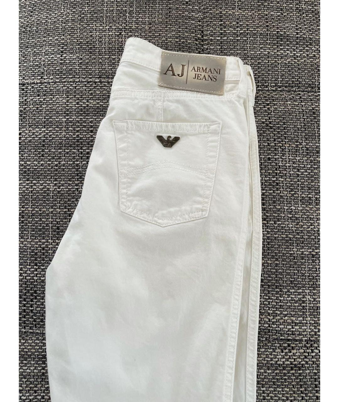 ARMANI JEANS Белые хлопко-эластановые джинсы клеш, фото 2