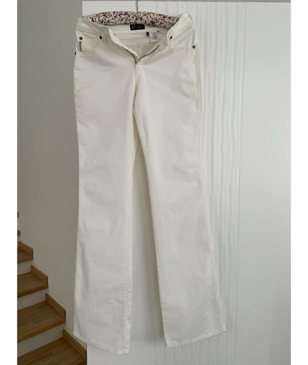 ARMANI JEANS Белые хлопко-эластановые джинсы клеш, фото 7