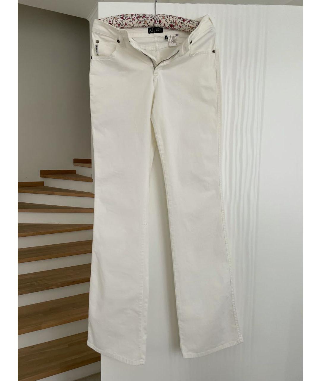 ARMANI JEANS Белые хлопко-эластановые джинсы клеш, фото 9
