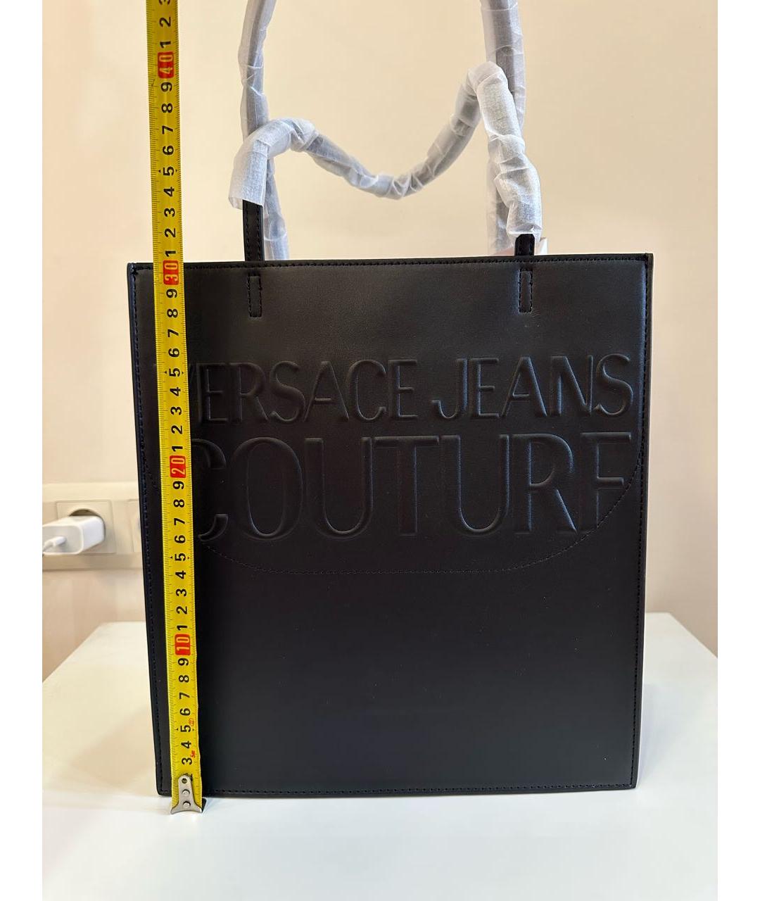 VERSACE JEANS COUTURE Черная сумка тоут из искусственной кожи, фото 4