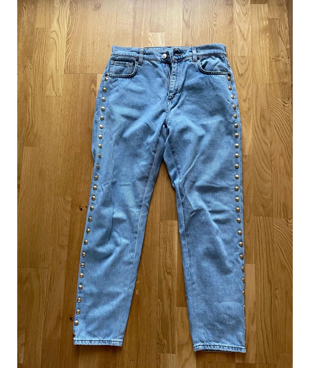 BOUTIQUE MOSCHINO Голубые хлопковые джинсы слим, фото 2
