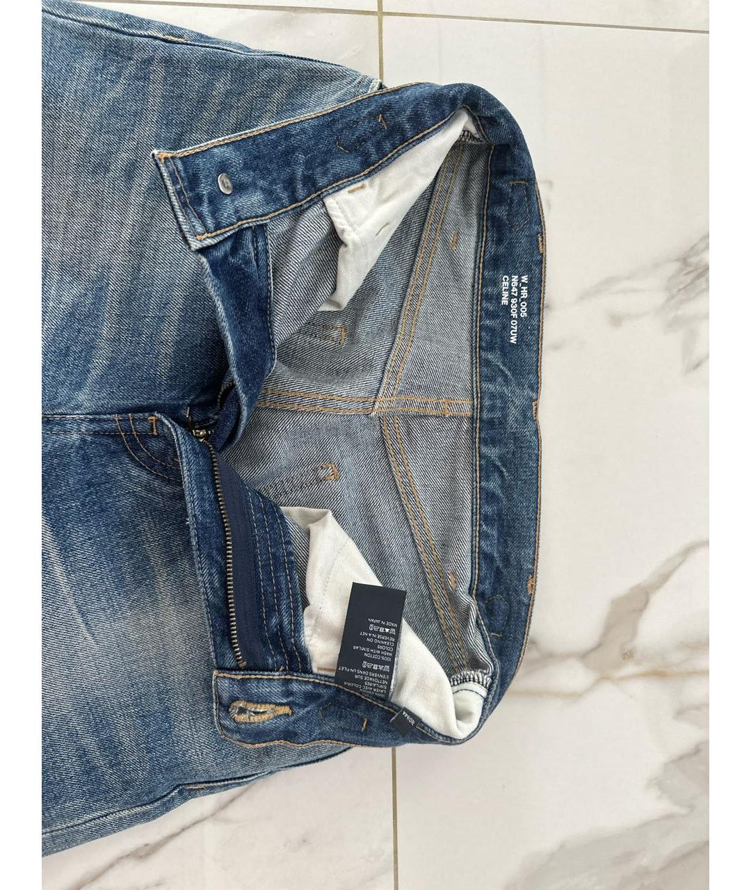 CELINE PRE-OWNED Темно-синие хлопко-лиоцелловые прямые джинсы, фото 3