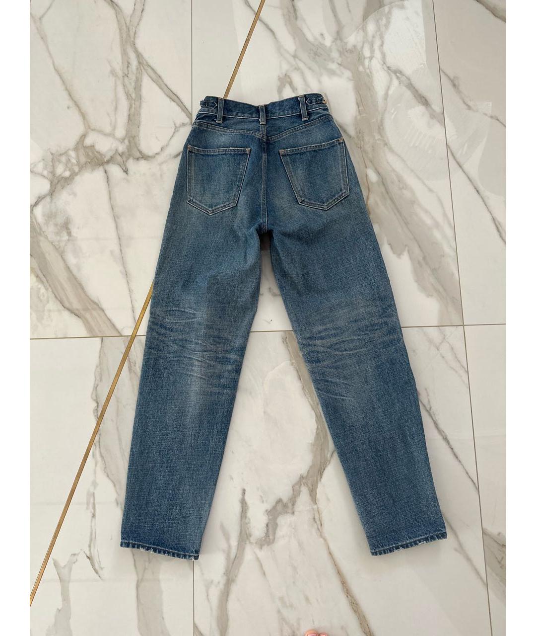 CELINE PRE-OWNED Темно-синие хлопко-лиоцелловые прямые джинсы, фото 2