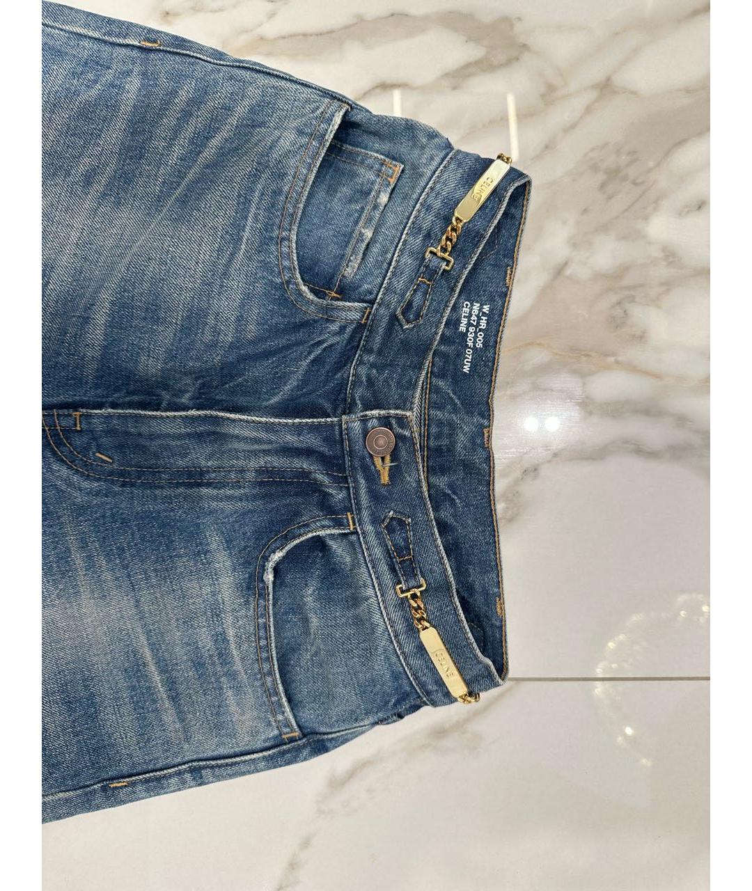 CELINE PRE-OWNED Темно-синие хлопко-лиоцелловые прямые джинсы, фото 4