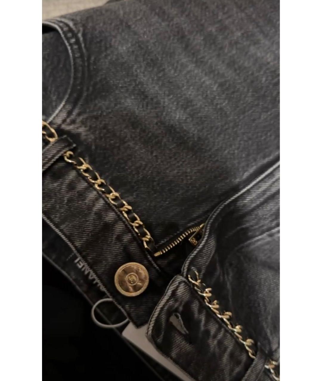 CHANEL PRE-OWNED Антрацитовые хлопковые прямые джинсы, фото 4