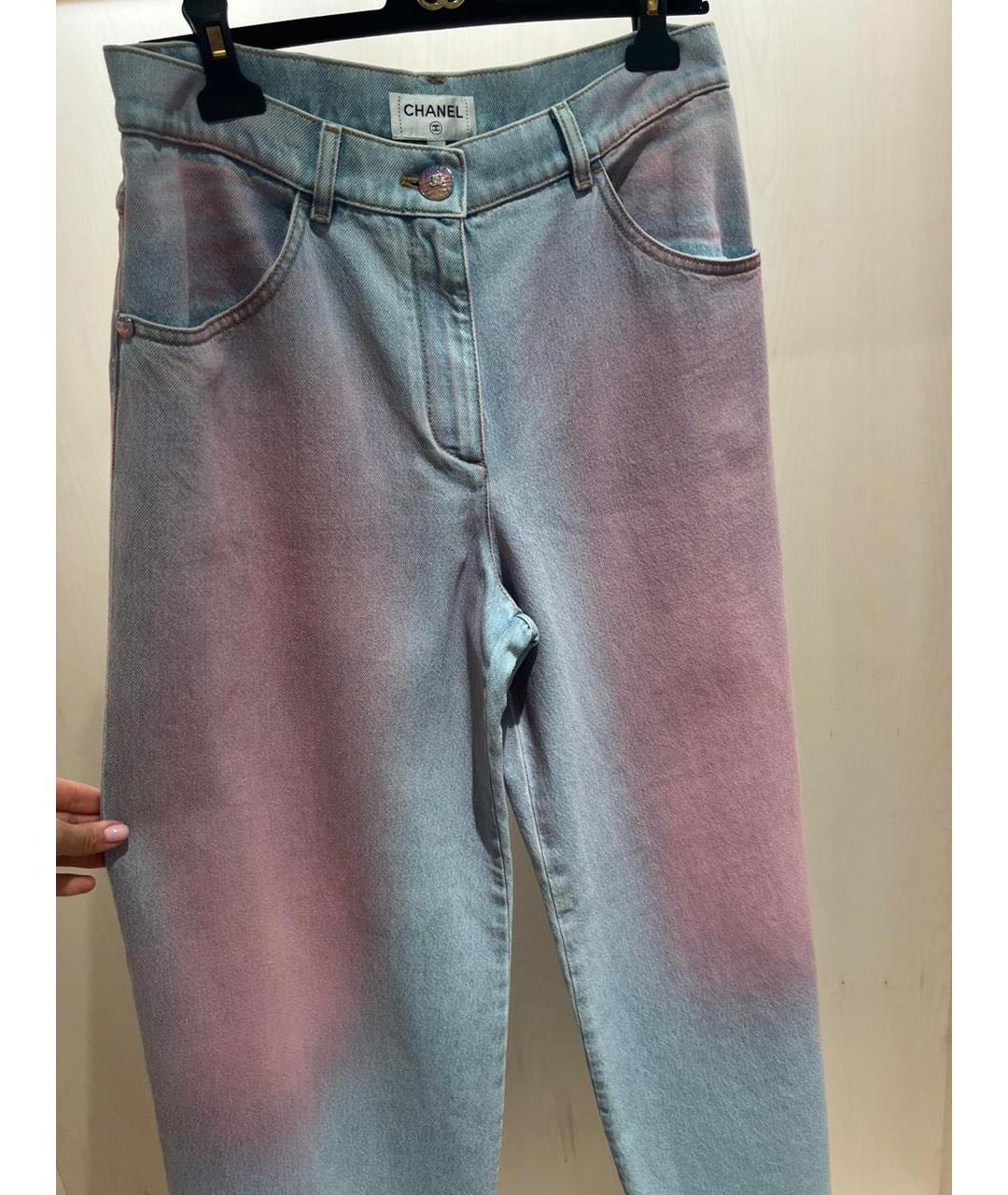 CHANEL PRE-OWNED Мульти хлопковые прямые джинсы, фото 4
