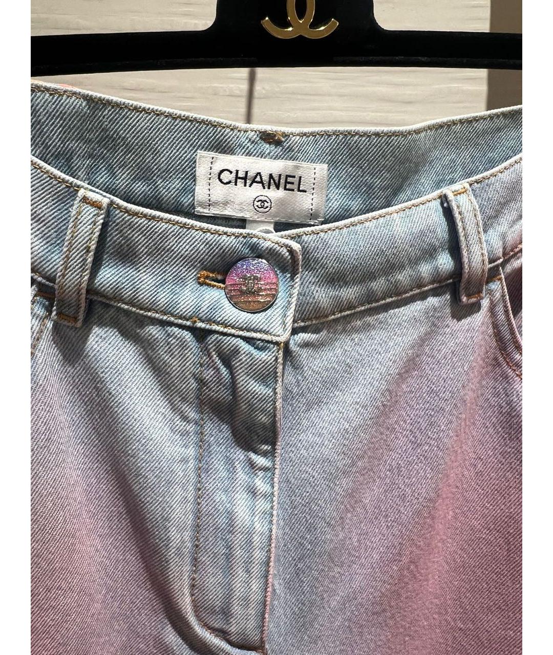CHANEL PRE-OWNED Мульти хлопковые прямые джинсы, фото 5