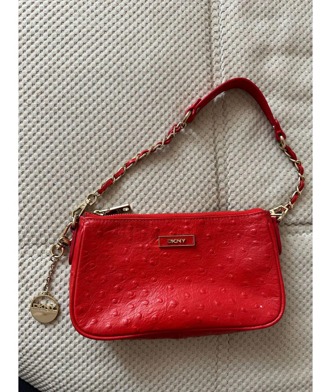 DKNY Красная кожаная сумка через плечо, фото 7