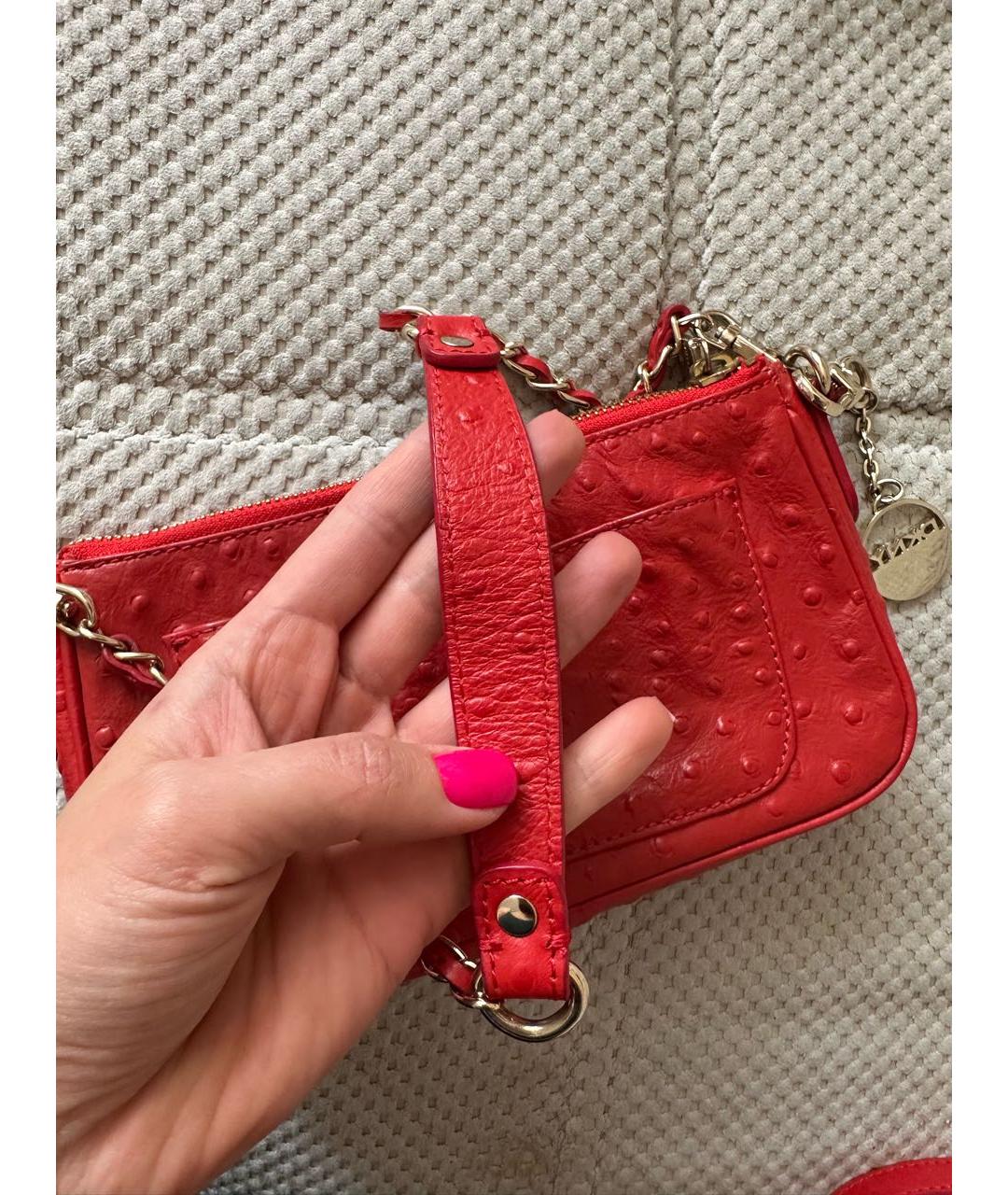 DKNY Красная кожаная сумка через плечо, фото 6