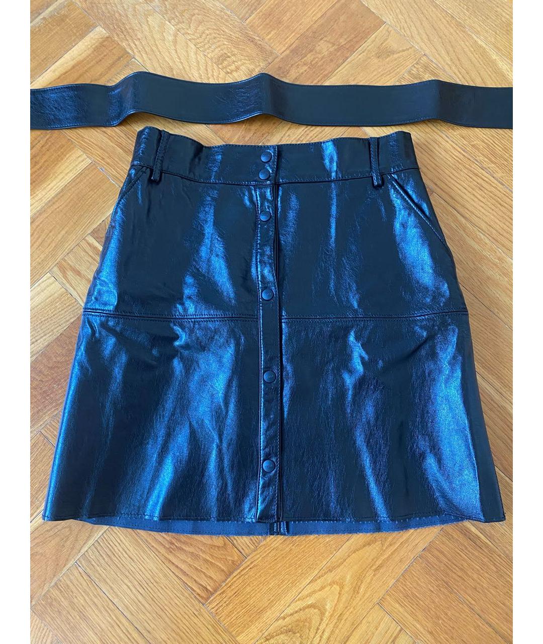MSGM Черная полиэстеровая юбка мини, фото 7