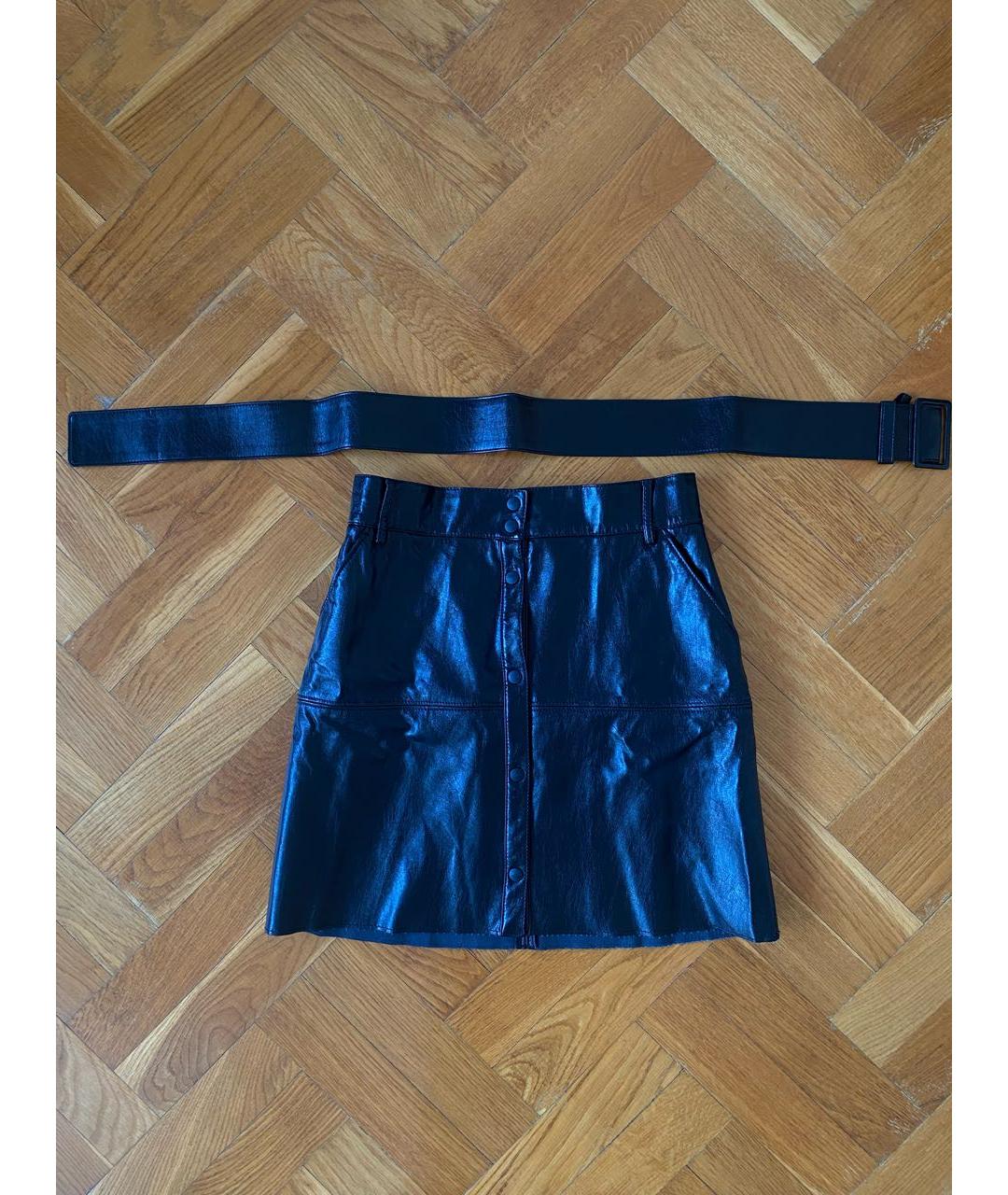 MSGM Черная полиэстеровая юбка мини, фото 2
