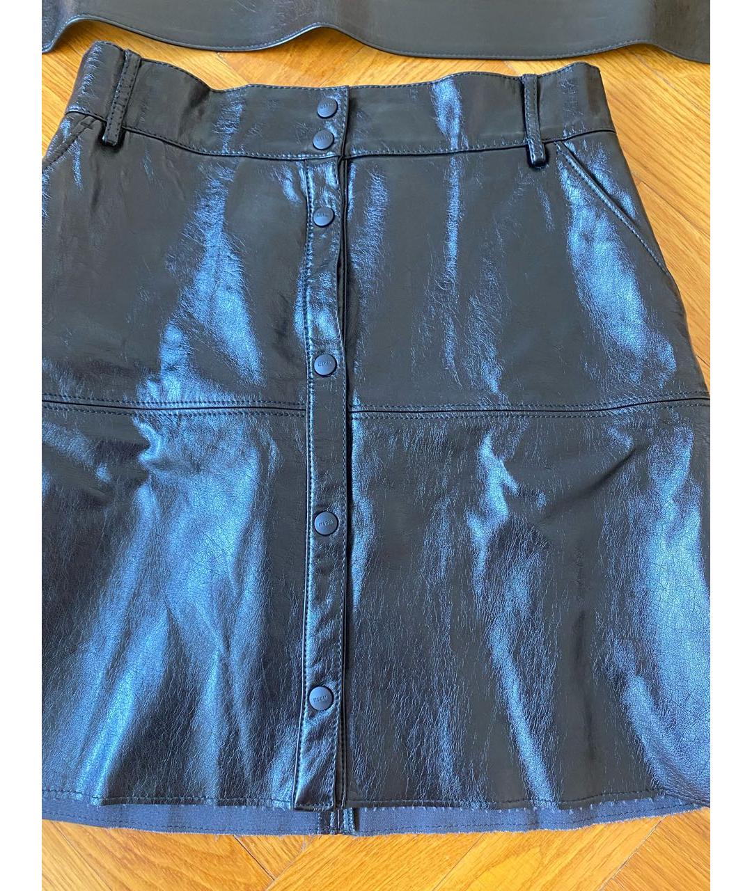 MSGM Черная полиэстеровая юбка мини, фото 3