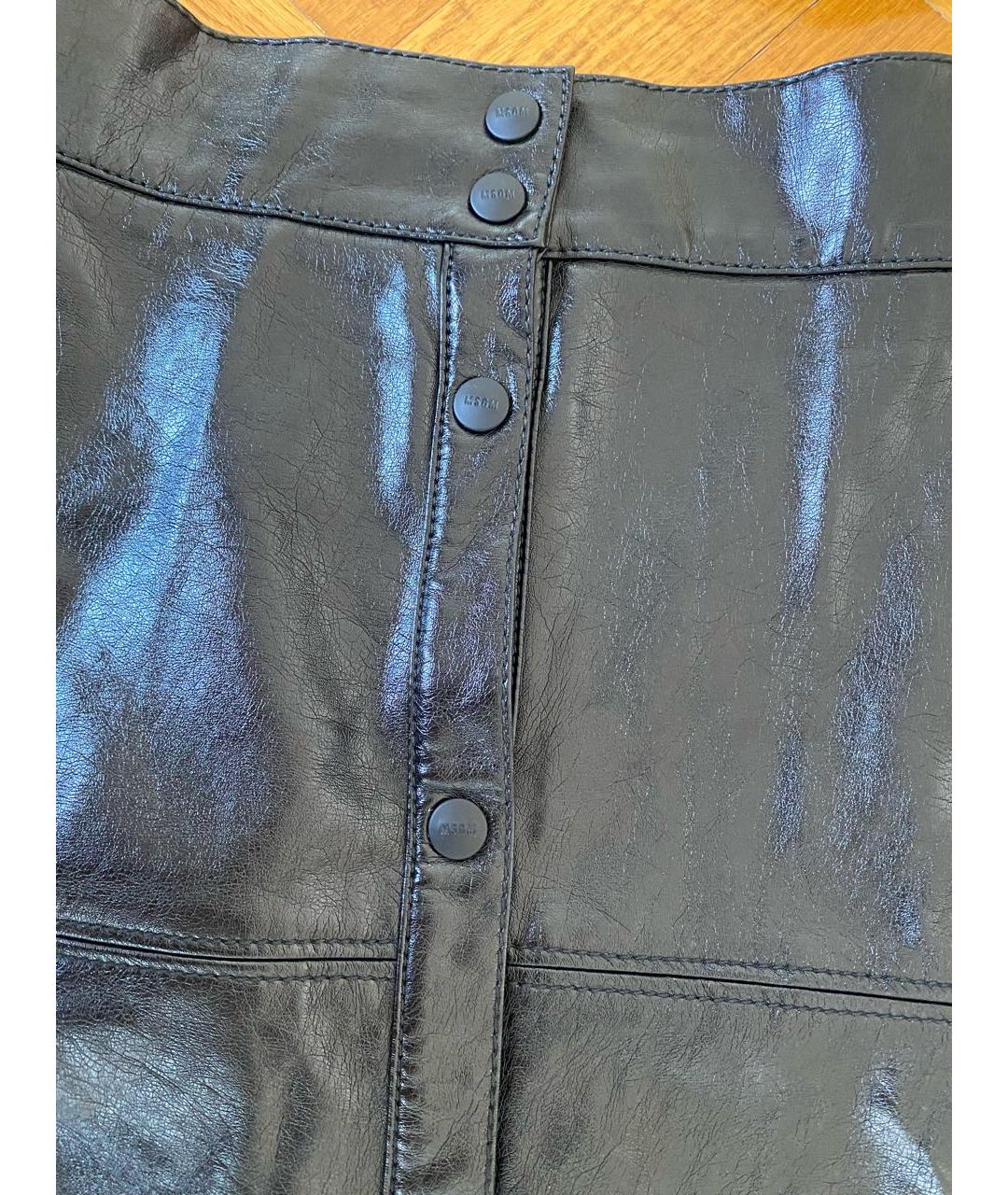 MSGM Черная полиэстеровая юбка мини, фото 4